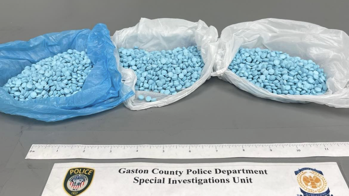 Gaston County Police seized 10,000 fentanyl pills during a traffic stop on Monday. (This photo is of a previous seizure).