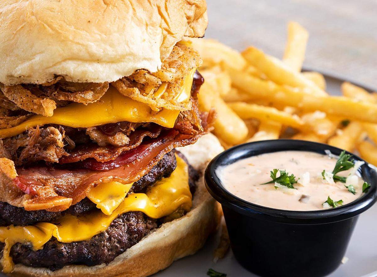 The Monster Burger at Mother’s Comfort Food & Cocktails.