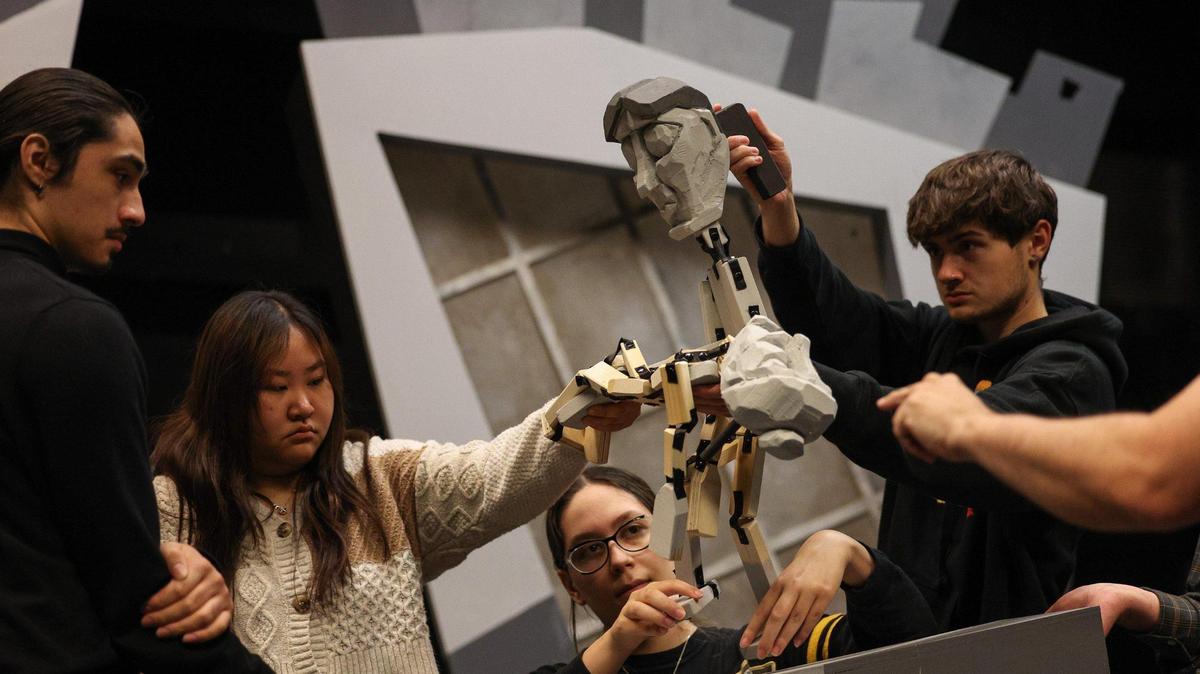 UNC Charlotte students rehearse a puppetry production based on the famous silent German Expressionist film “The Cabinet of Dr. Caligari” on Friday, Oct. 20.