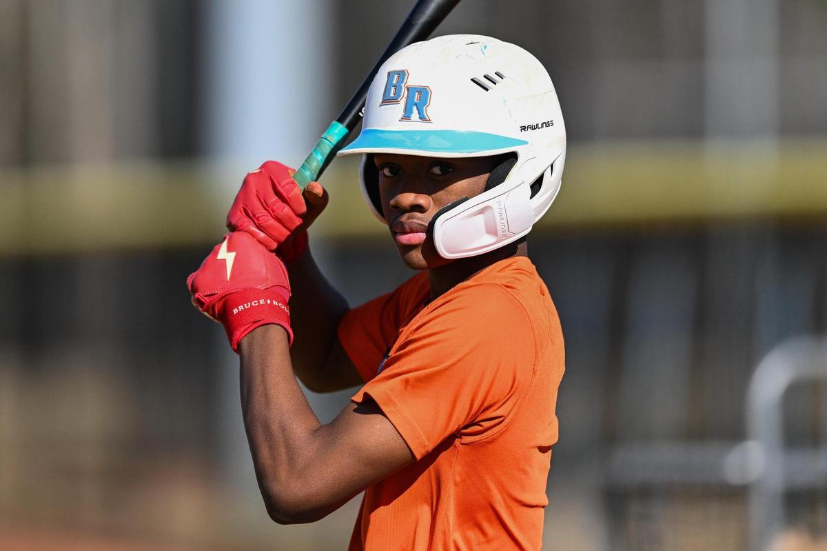 Ballantyne Ridge’s Justin Dunlap looks on during a high school baseball practice, Thursday, March 20, 2025, in Charlotte, N.C. (Charlotte Observer/Matt Kelley)