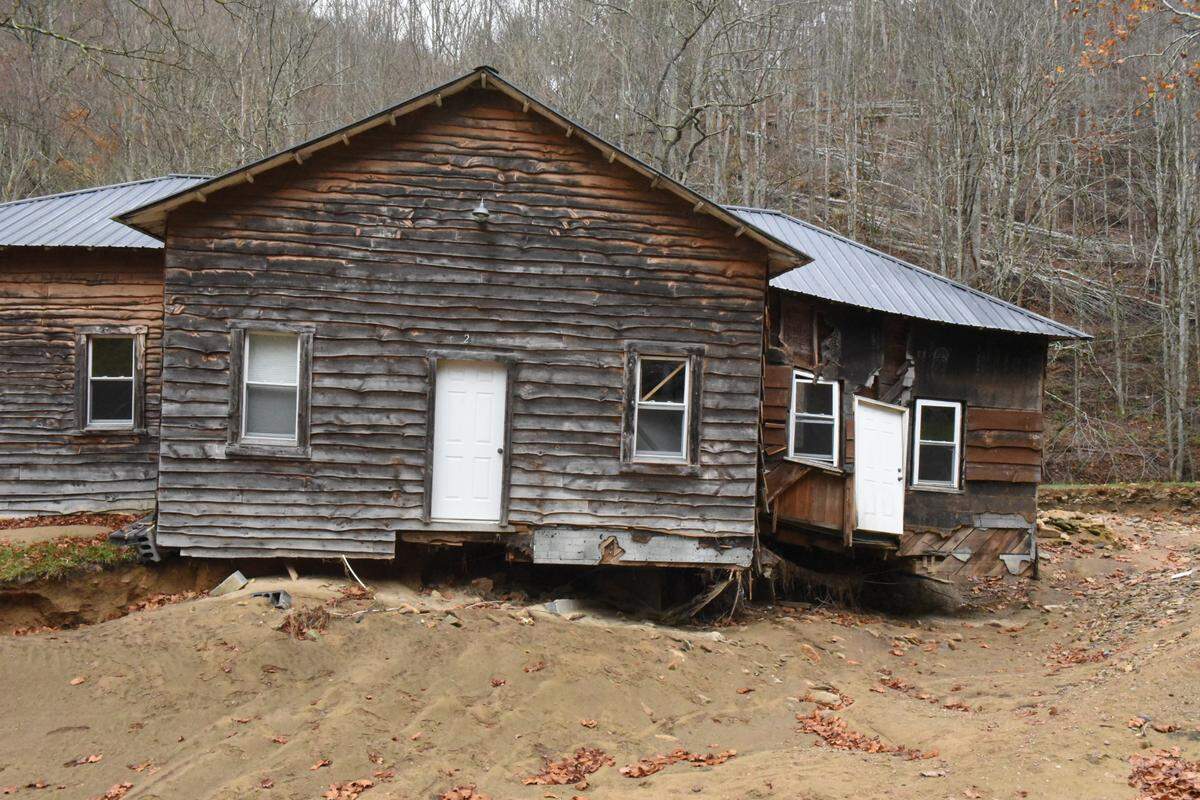 Ashe County’s Hurricane Precinct typically hosted voters in a creekside building that is still filled with sludge and sand from Tropical Storm Helene.