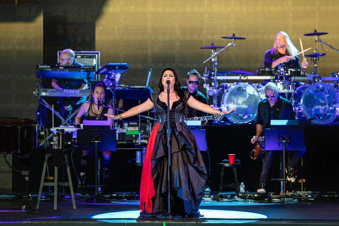 Evanescence lead vocalist Amy Lee performs at PNC Music Pavilion on July 20, 2018.