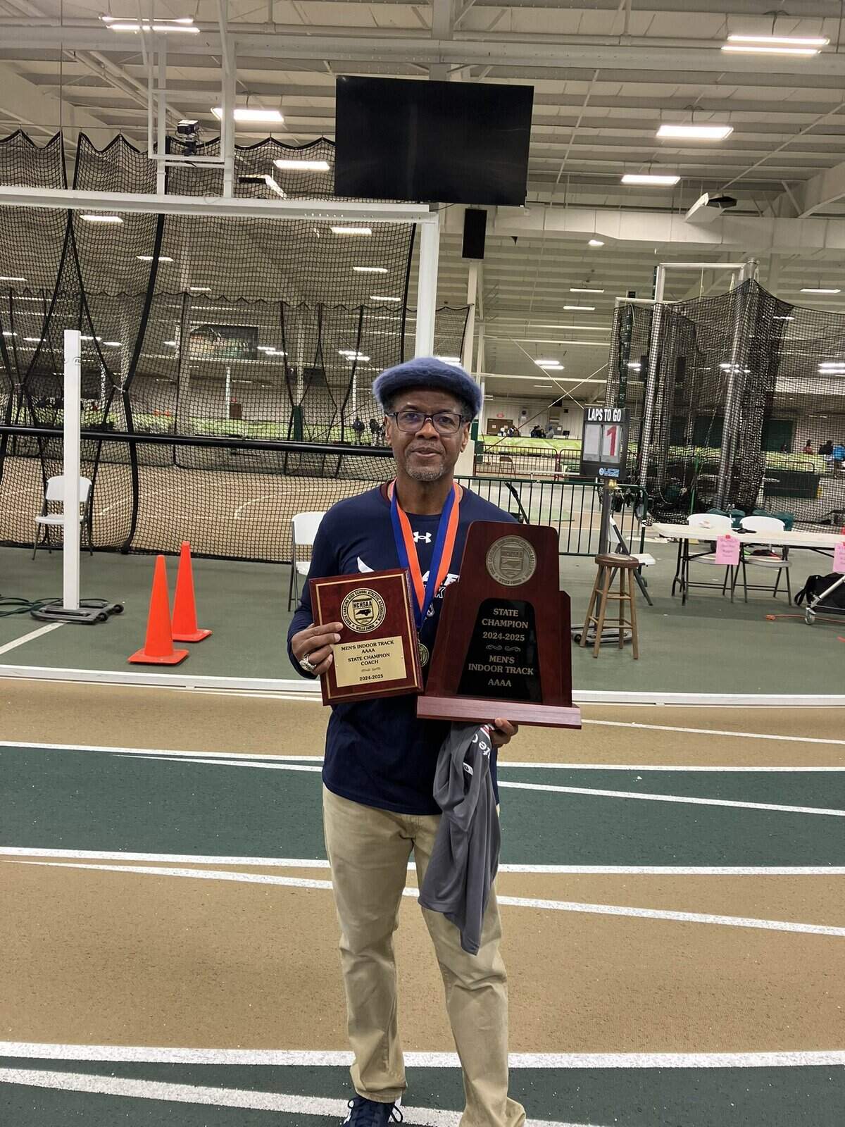 Mallard Creek girls’ track coach Antoine Sanders