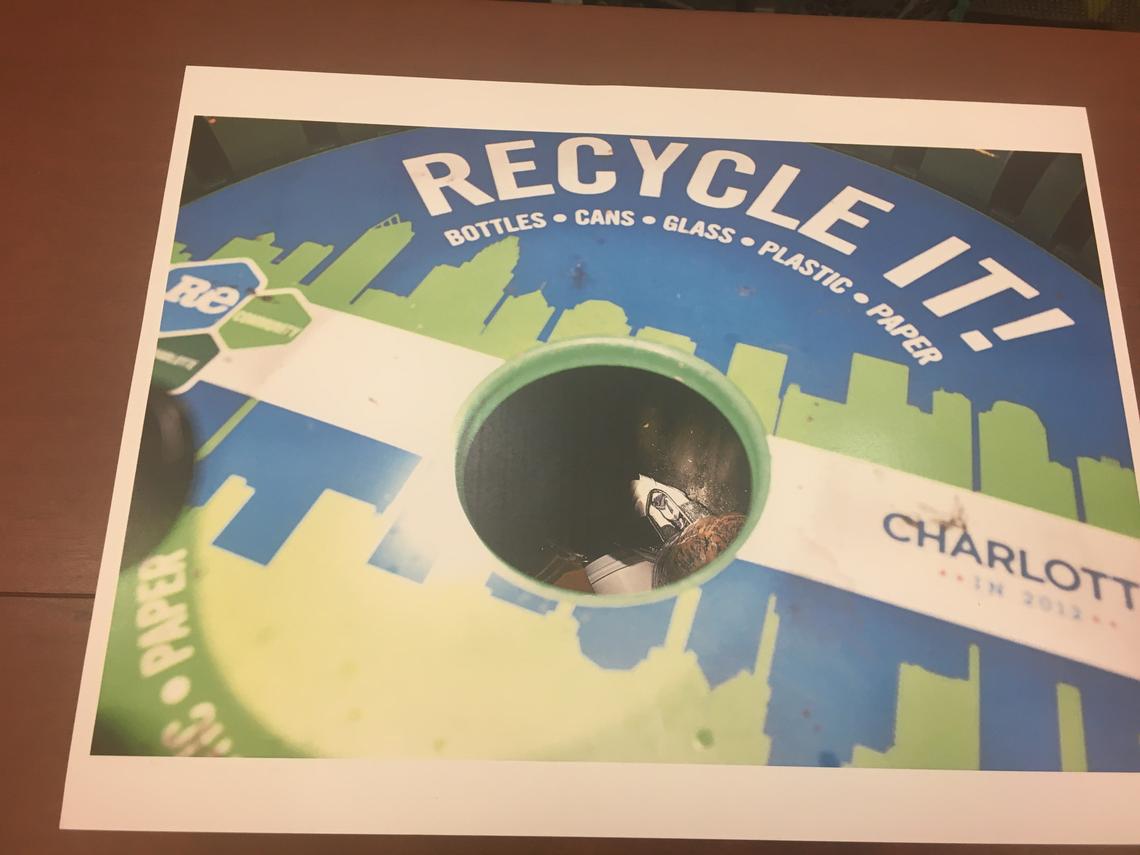 Prosecutors say this white batting glove found in among the cans and bottles of a South Tryon recycling can contains Roger Best’s DNA and helps link him to the February 2017 shooting death of longtime Charlotte Observer carrier Wes Scott. 