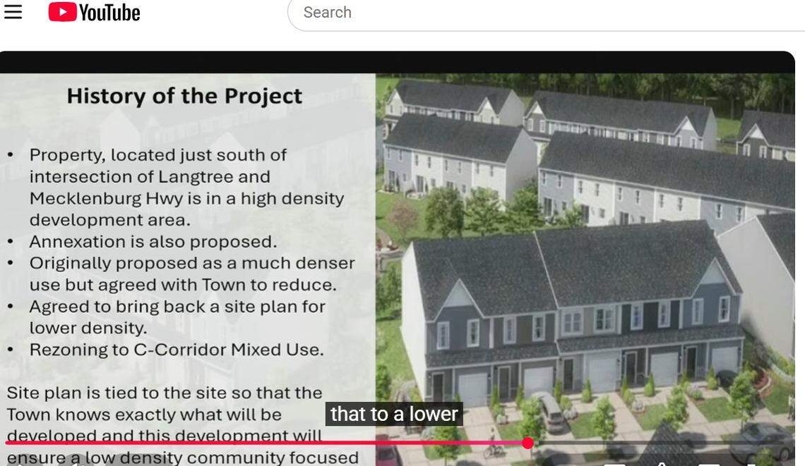This architect’s sketch shows townhomes in a Virginia builder’s planned 218-home community near a major connector highway under construction near Lake Norman.