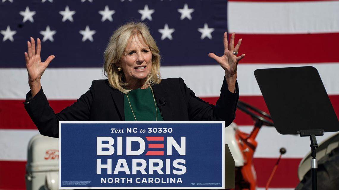 At drive-in rally, Jill Biden says North Carolina could be 2020 election’s pivotal state