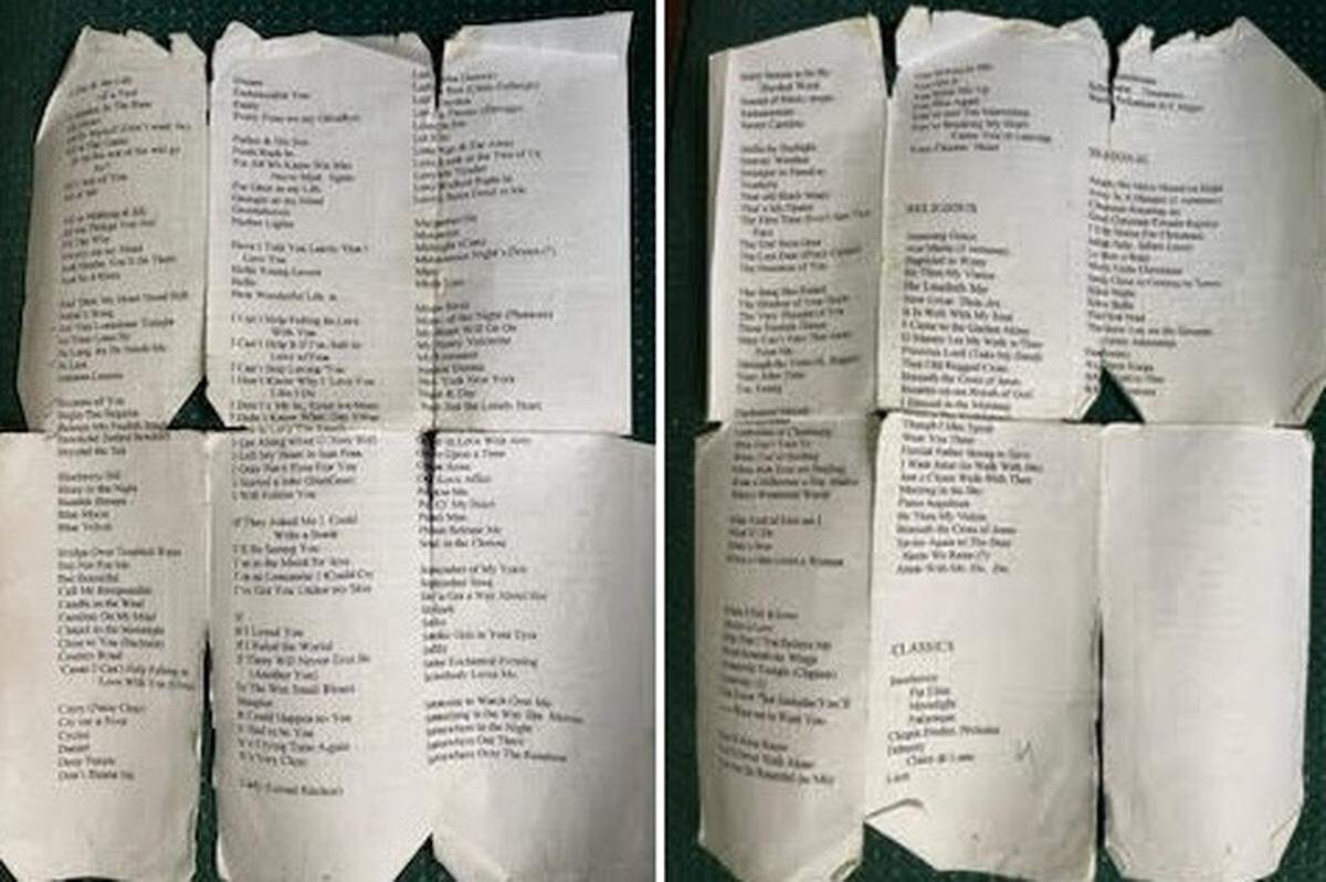 Bill Branner had about 300 selections on a music list he kept in his pocket.