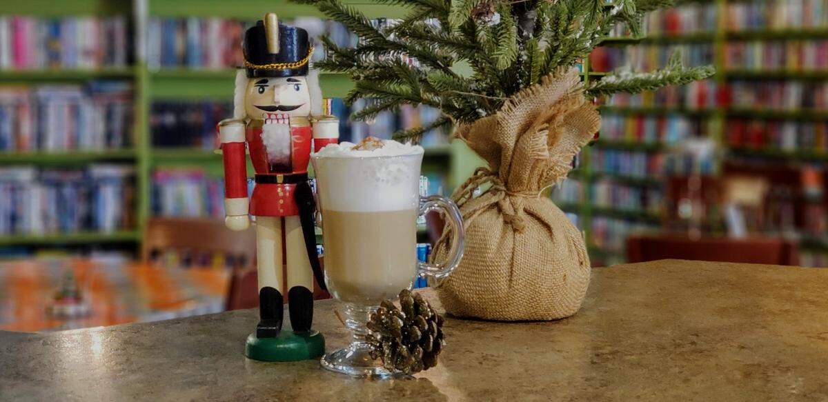 The Nutcracker Latte at Julia’s Café & Books has two shots of espresso (more if you’d like), gingerbread and hazelnut flavors, cinnamon sprinkled on top.