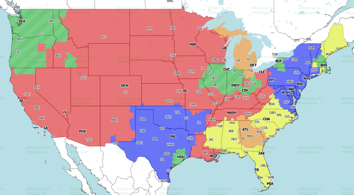 FOX broadcast map for Week 16 of the 2021 NFL season.