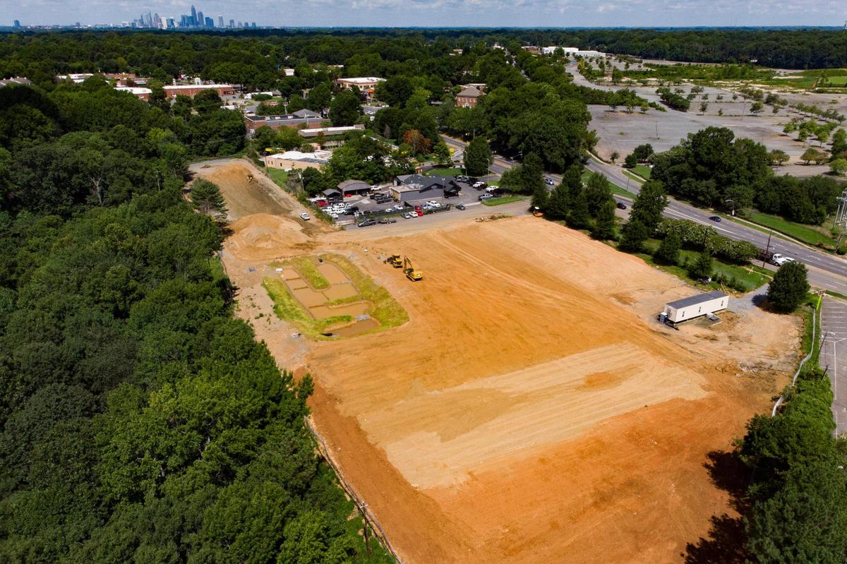 This 6-acre site will soon be a 128-unit apartment project. Located in the 5800 block of Albemarle Road, the project sits across the street from the old Eastland Mall site.