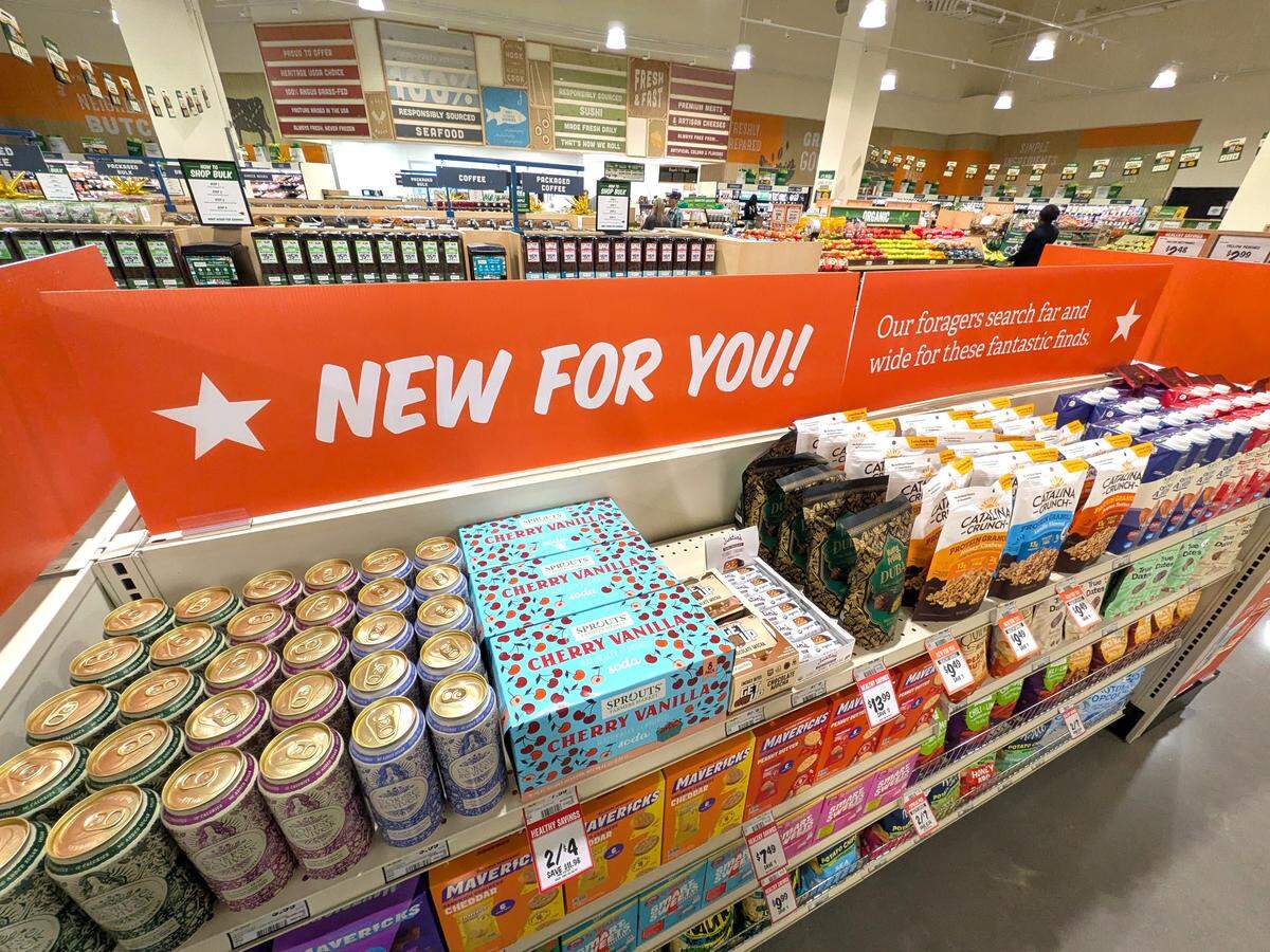 The “new for you” display at Sprouts gives small, emerging brands a way to test their products.