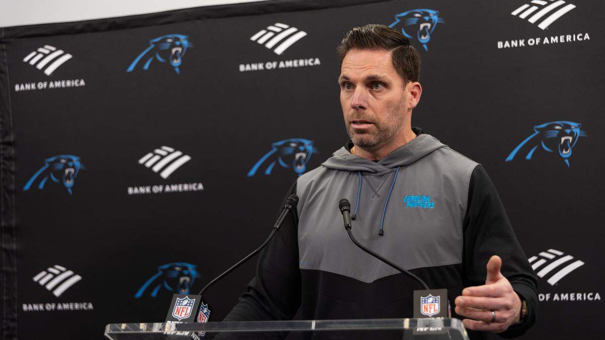 Carolina Panthers General Manager Dan Morgan speaks during a press conference at Bank of America Stadium on Monday, January 6, 2025.