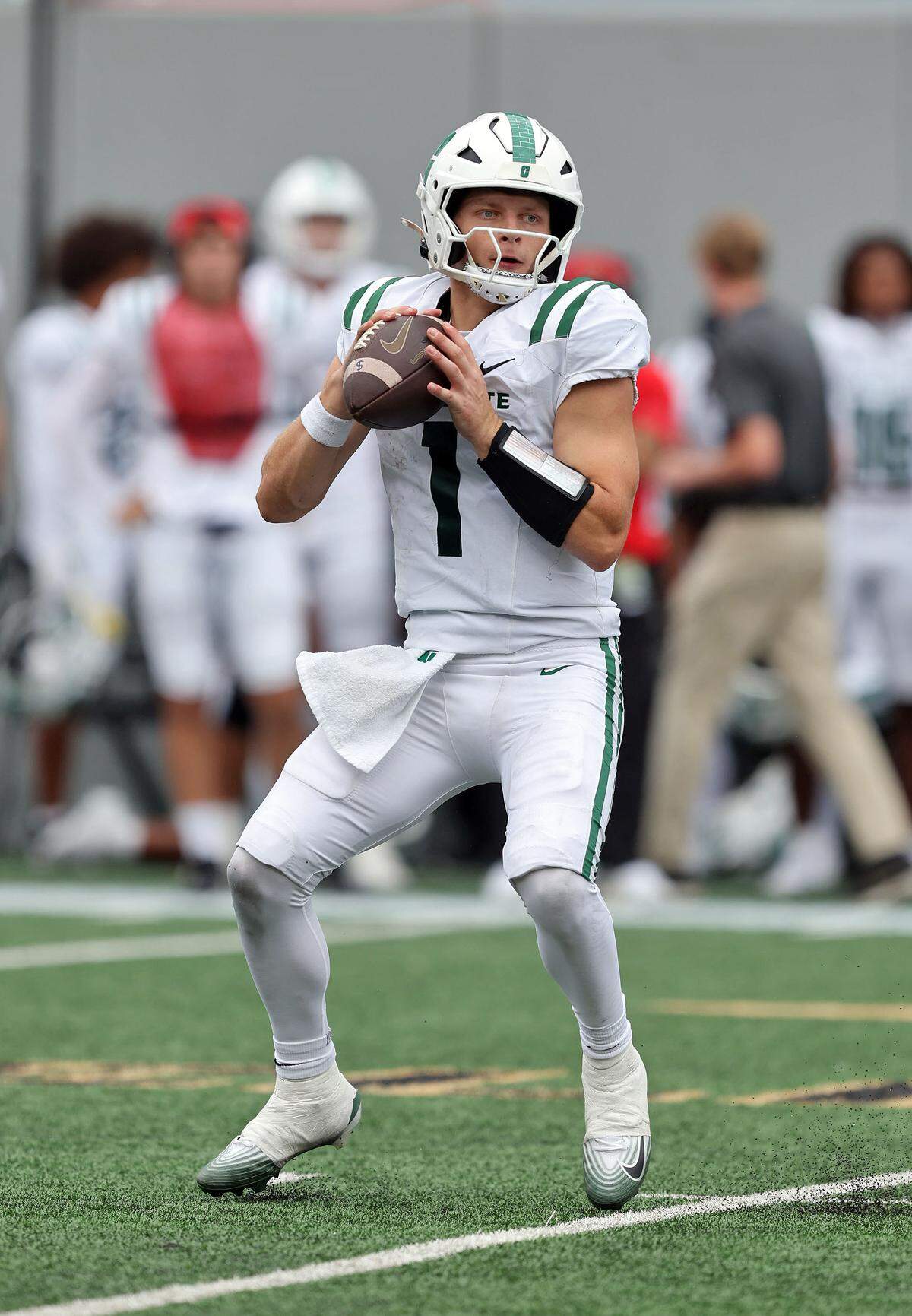 Charlotte 49ers quarterback Zach Wilcke looks to pass against the Army Black Knights during Saturday’s first half at Michie Stadium. 