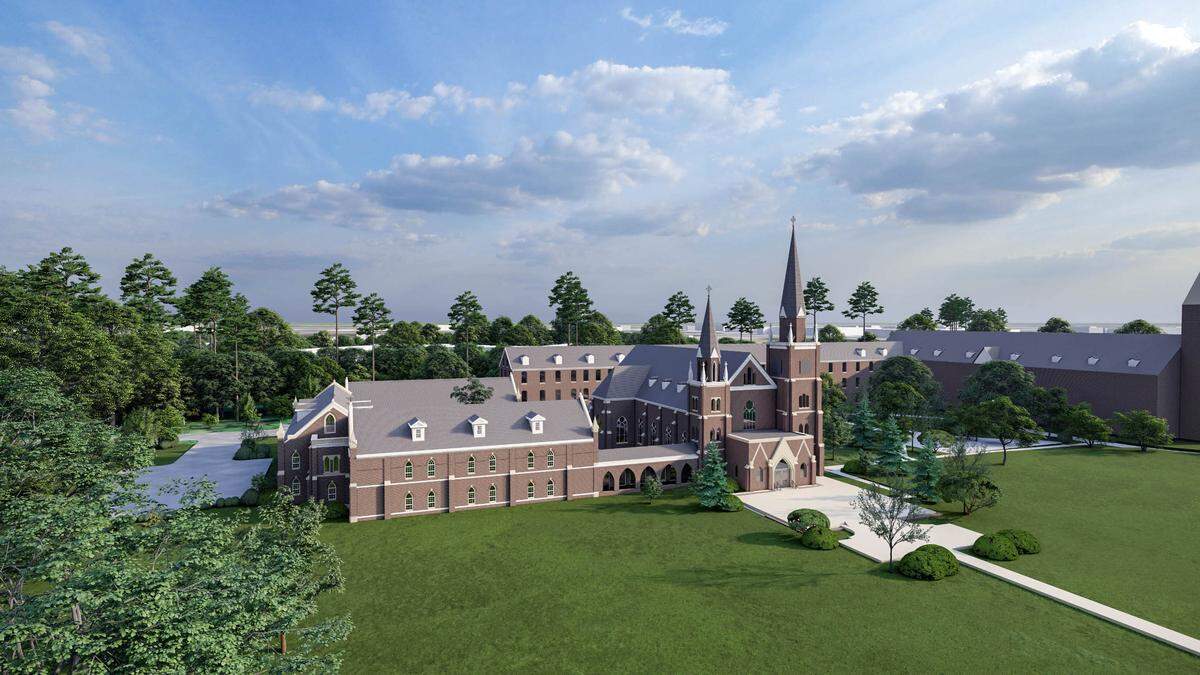 Artist rendering of the new monastery at Belmont Abbey College.