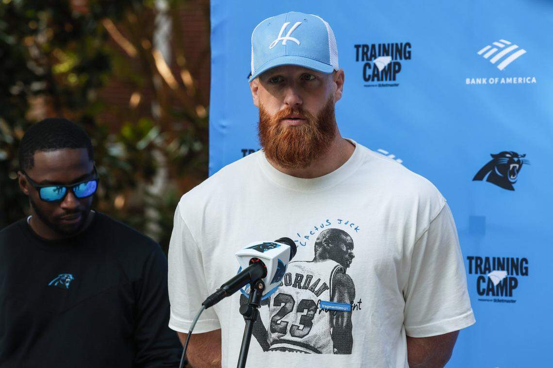 Panthers tight end Hayden Hurst said of Carolina rookie QB Bryce Young: “He’s not in your face. He’s not screaming. He’s in there watching film every day.”