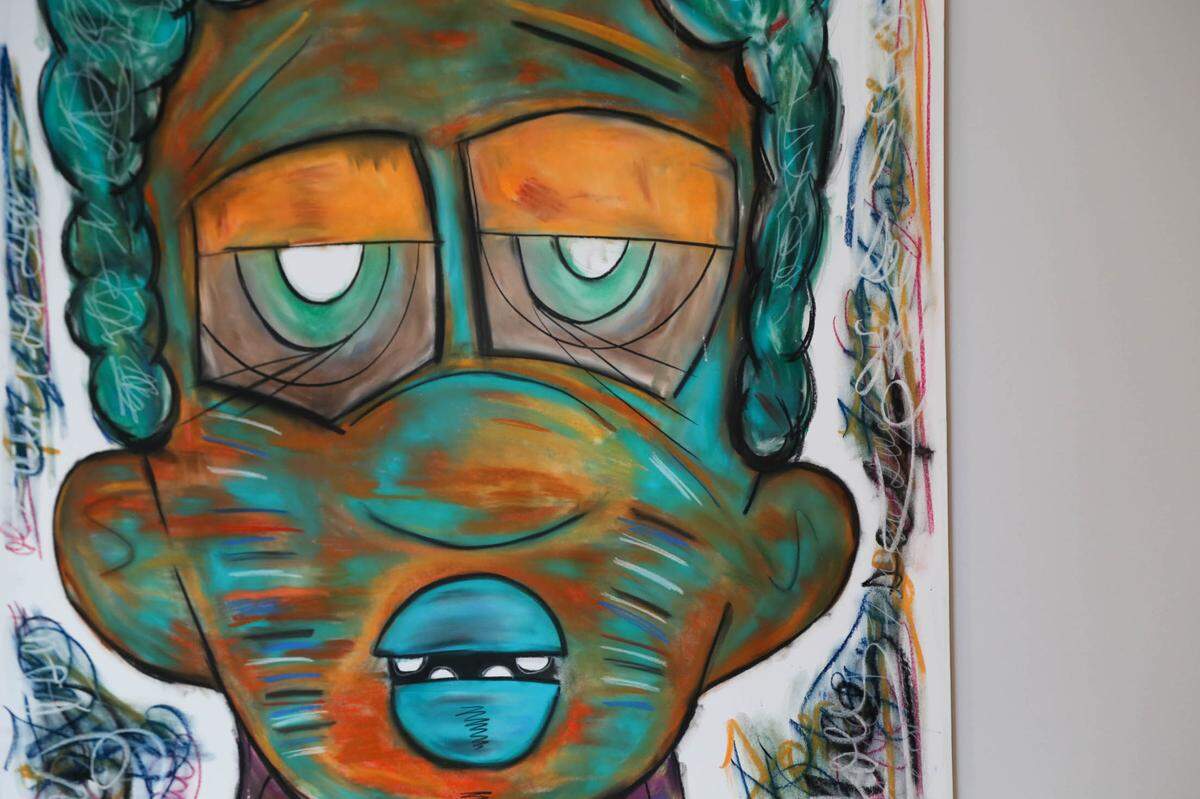 De’Angelo Dia’s work is on display at the Mint Museum Uptown.
