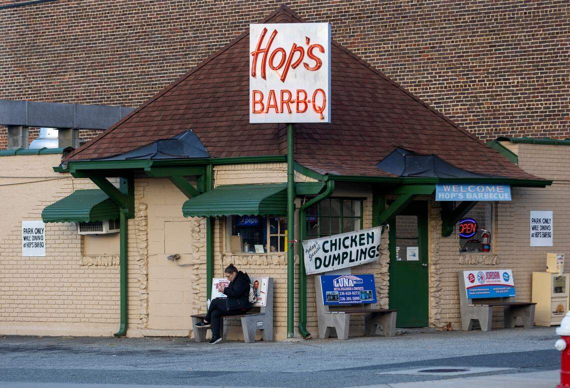Hop’s Bar-B-Q on Sunset Avenue in downtown Asheboro, N.C. has been serving Western-style barbecue since 1954. Thursday’s special was Chicken Dumplings.