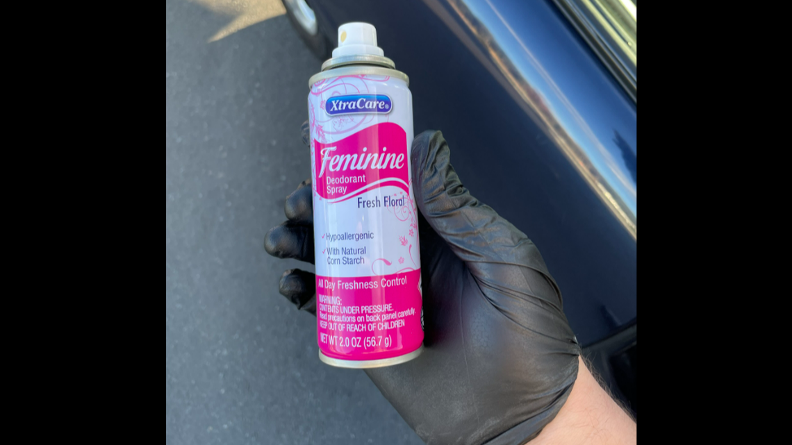 This can of feminine deodorant was used as a weapon against a store clerk at a Virginia Sheetz, deputies say.