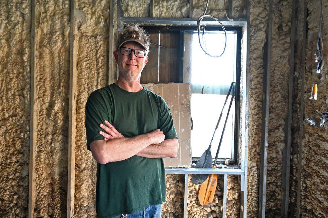 Derek Turno, co-owner of French Broad Outfitters in Asheville is one of many businesses located along the French Broad River that incurred deep floodwaters during Hurricane Helene in late September 2024. The river-side businesses are desperate to get back to work but Helene’s damage was more than anyone expected.