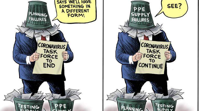 Kevin Siers cartoon: The coronavirus task force tasked