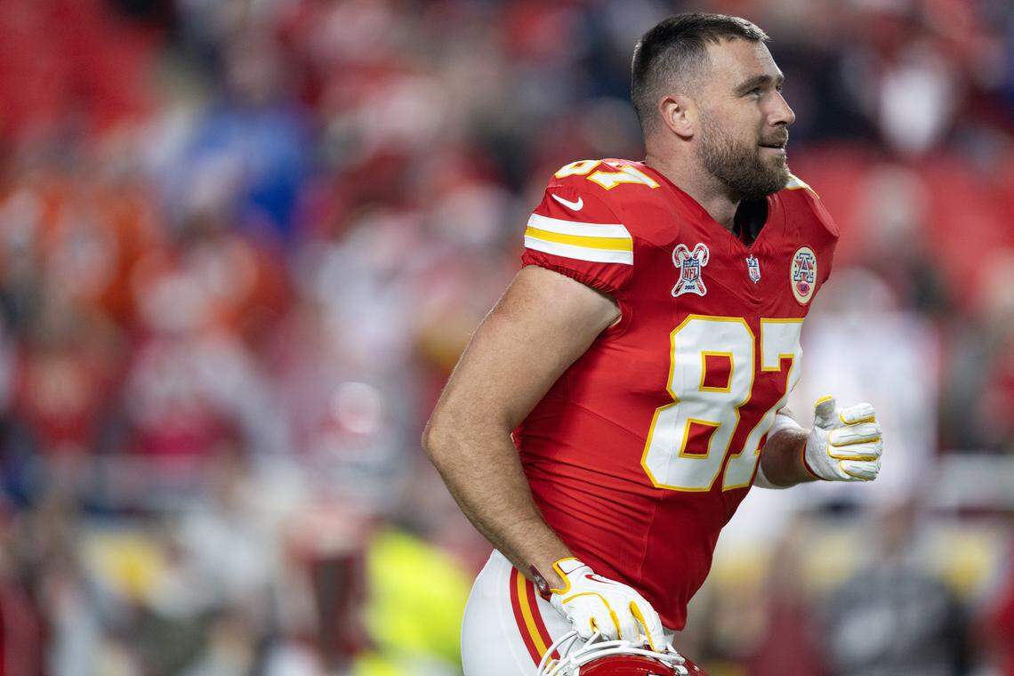 Kansas City Chiefs tight end Travis Kelce. Six Flags Entertainment Corp. announced Kelce will come on as a brand ambassador for the theme park company that operates Carowinds.