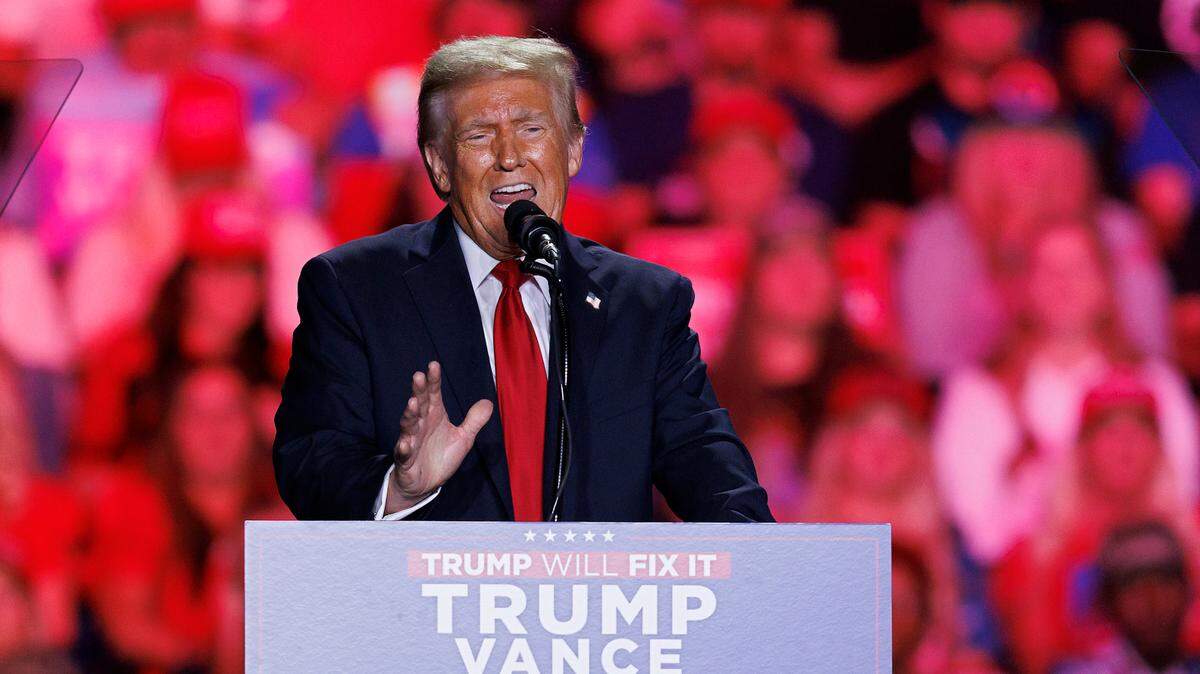 Former President and Republican presidential candidate Donald Trump speaks during a campaign rally at First Horizon Coliseum in Greensboro, N.C. on Saturday, Nov. 2, 2024. 