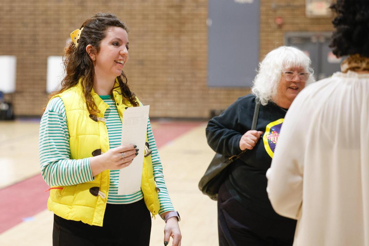 Jillian Shipman, left, and her other Teresa, right, submit their completed ballots at the McCrorey YMCA during the primary election in Charlotte, NC on Tuesday, March 5, 2024.