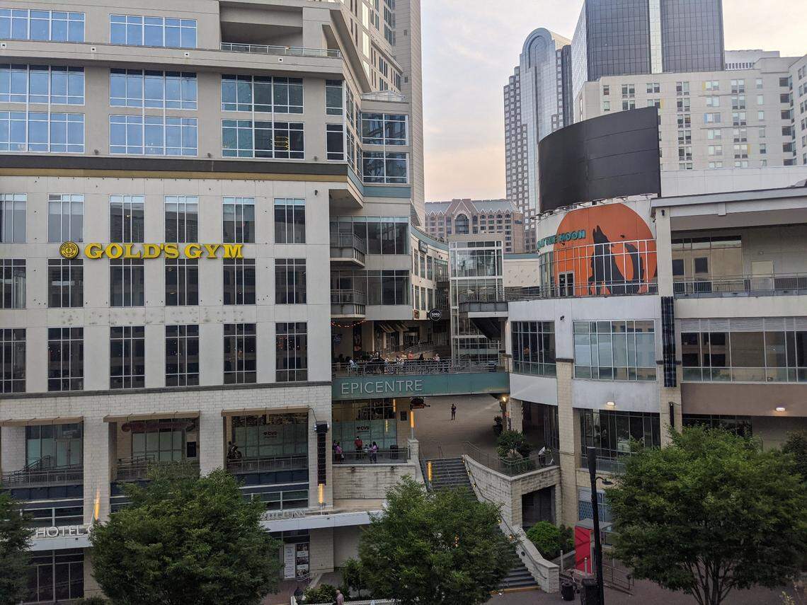 A public auction for the 302,324-square-foot Epicentre at 201 E. Trade St. in Charlotte is May 12 ​at Mecklenburg County Courthouse.