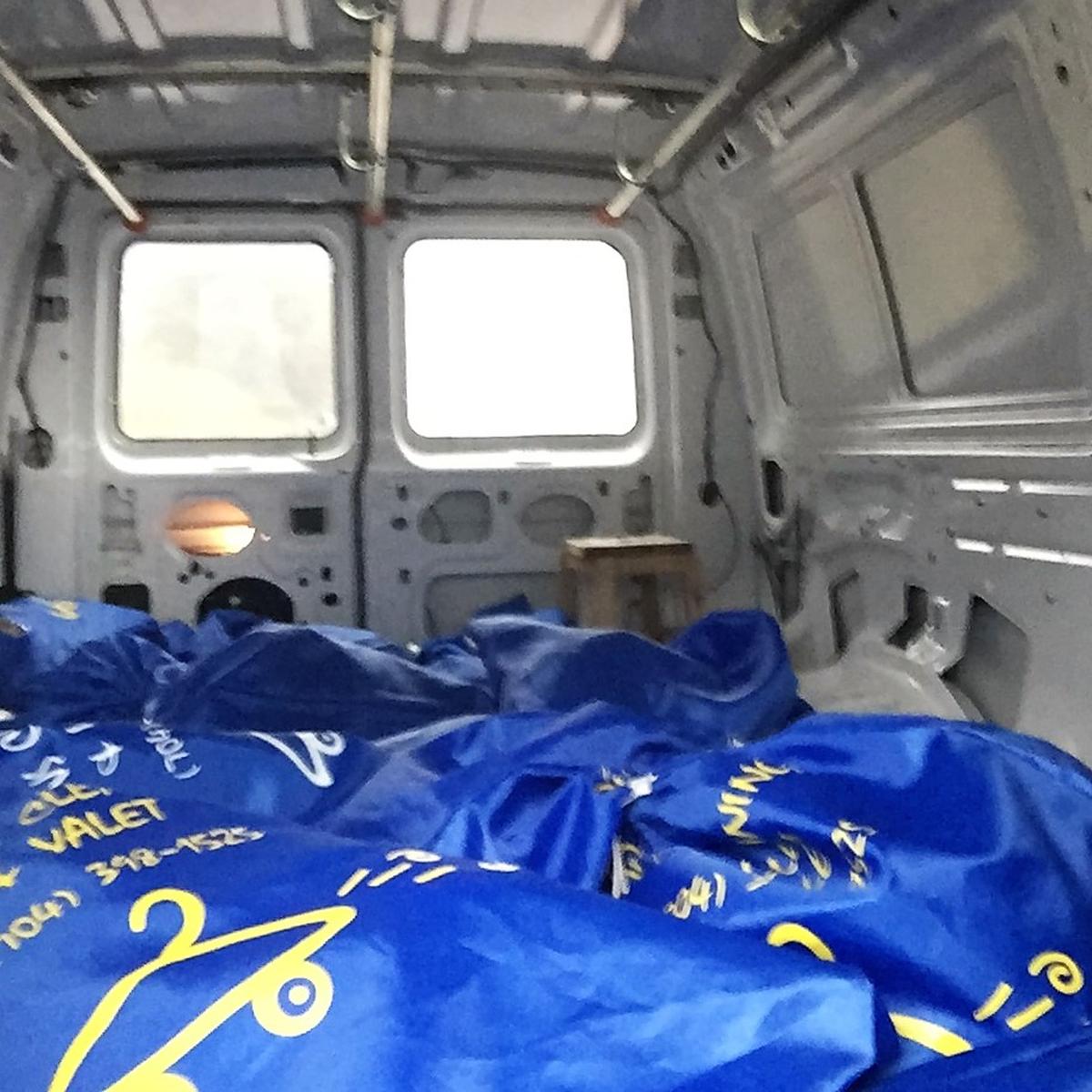 Collins Cleaners picks up laundry for Duke Energy workers after Hurricane Helene.