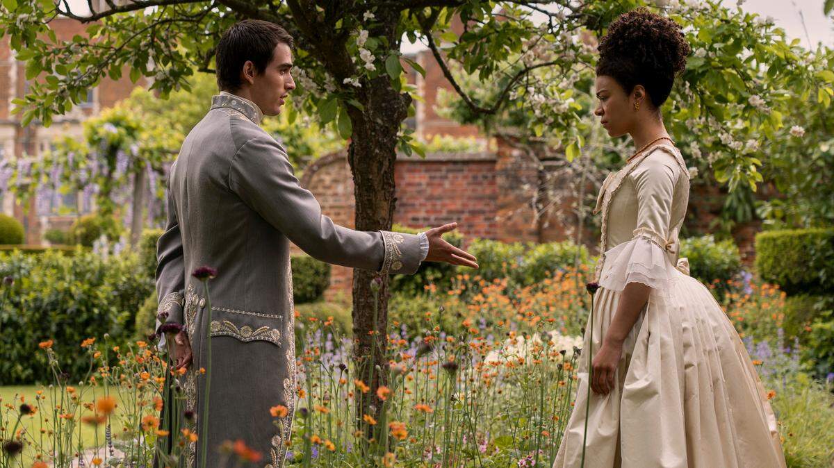 In “Queen Charlotte: A Bridgerton Story,” Corey Mylchreest plays Young King George and India Amarteifio plays Young Queen Charlotte.