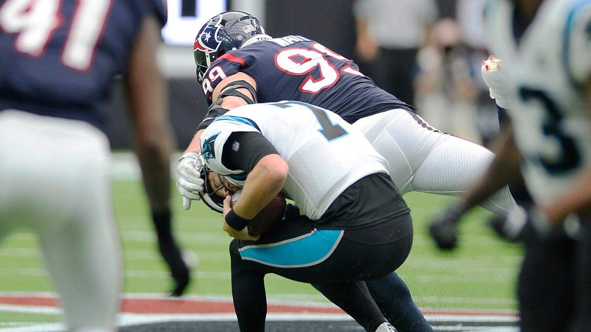 Kyle Allen shook off three lost fumbles — and J.J. Watt — for one big Panthers win