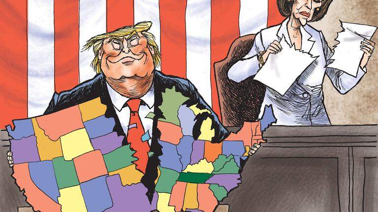 Kevin Siers cartoon: Trump’s and Pelosi’s State of the Disunion Speech