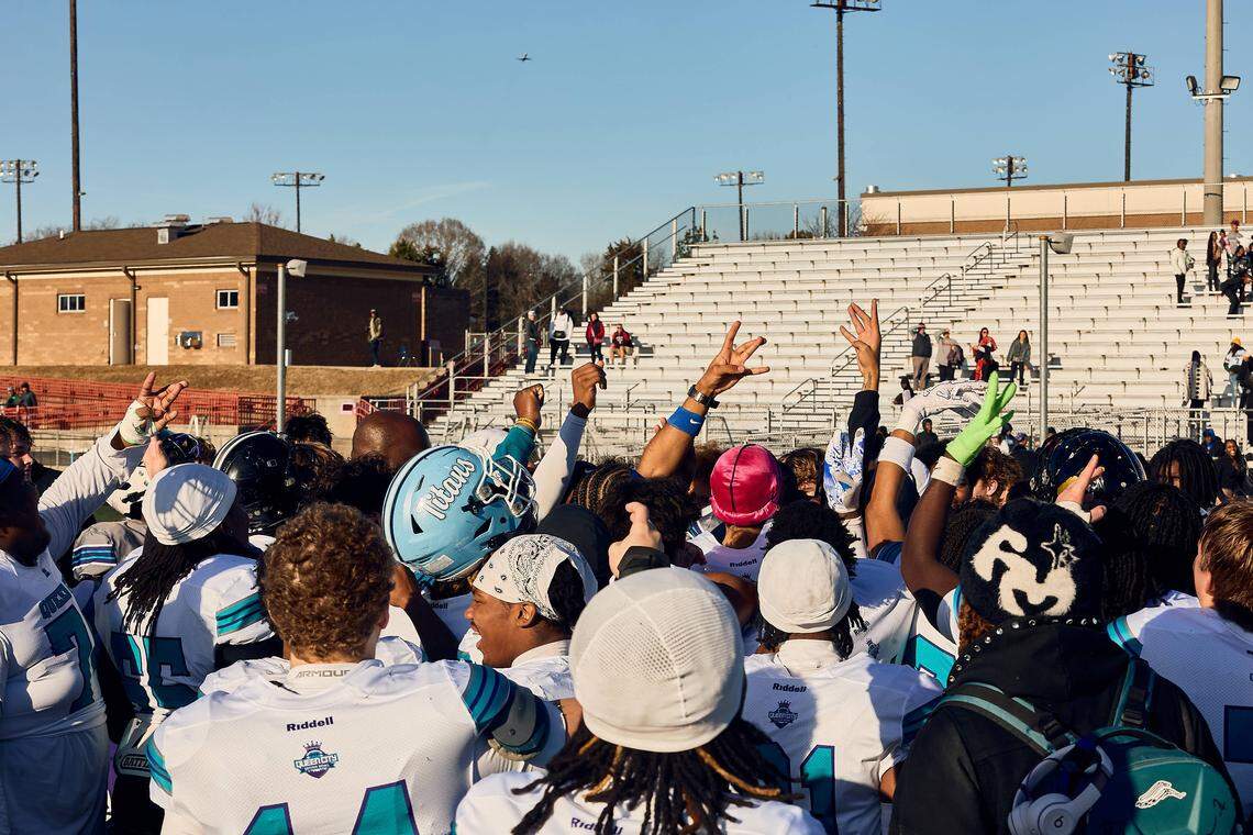 The Queen City Senior Bowl players celebrate a fantastic showcase at Olympic High School with the West Team winning 25-20 over the East Team.