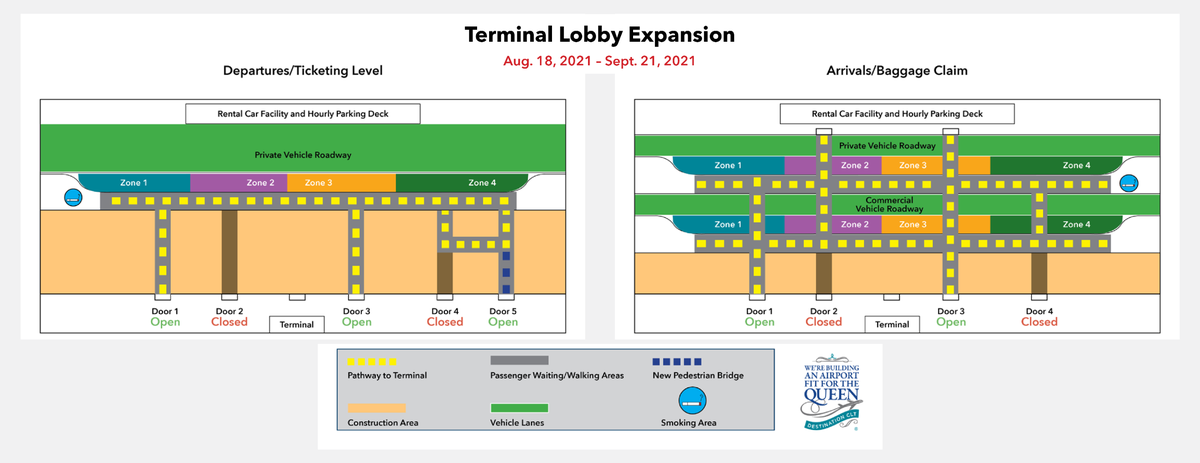 Entry and exit patterns at the Charlotte Douglas International Airport will shift this month due to construction changes, according to the airport.