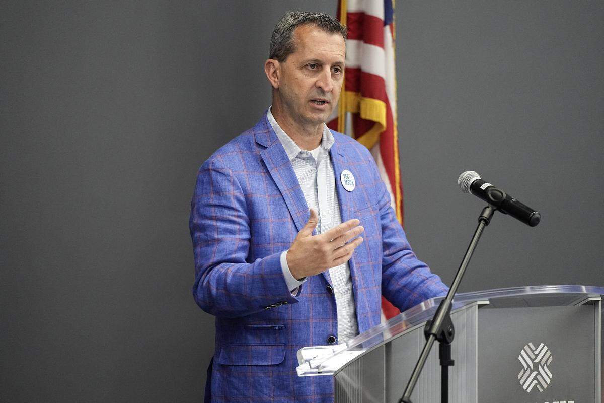 President and CEO of Charlotte Regional Business Alliance Robert McCutcheon speaks during a press conference addressing public safety Thursday, Oct. 23, 2025, in Charlotte, N.C.