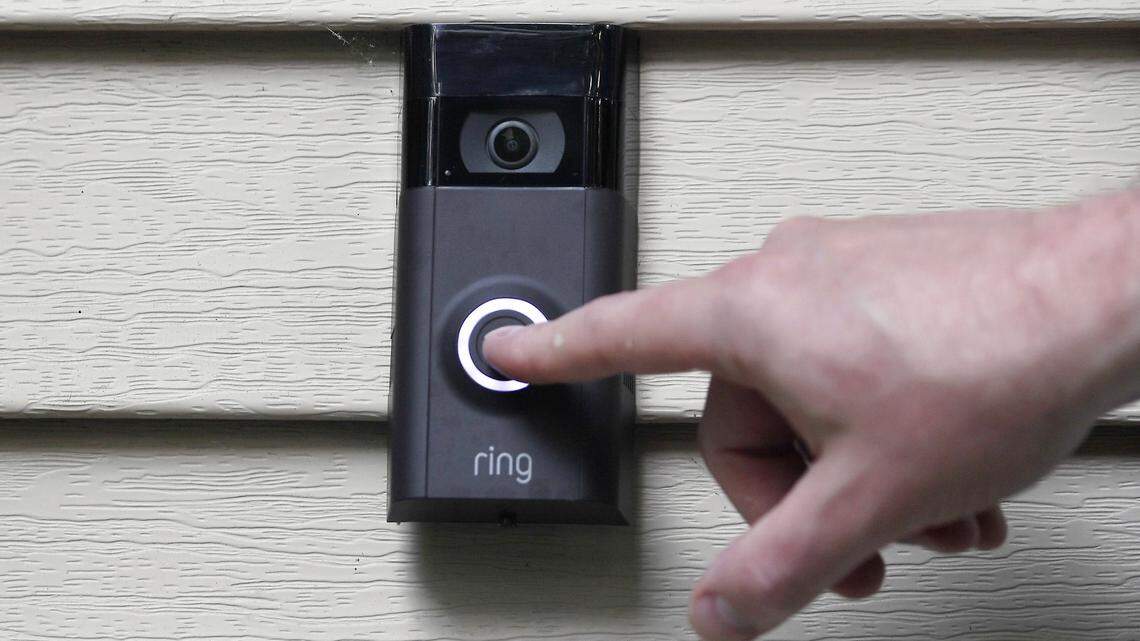 AP file photo from July 16, 2019 of a Ring doorbell. Charlotte City Council members say they want to debate privacy concerns surrounding CMPD’s partnership with Amazon, owner of the Ring smart home and home security device line.