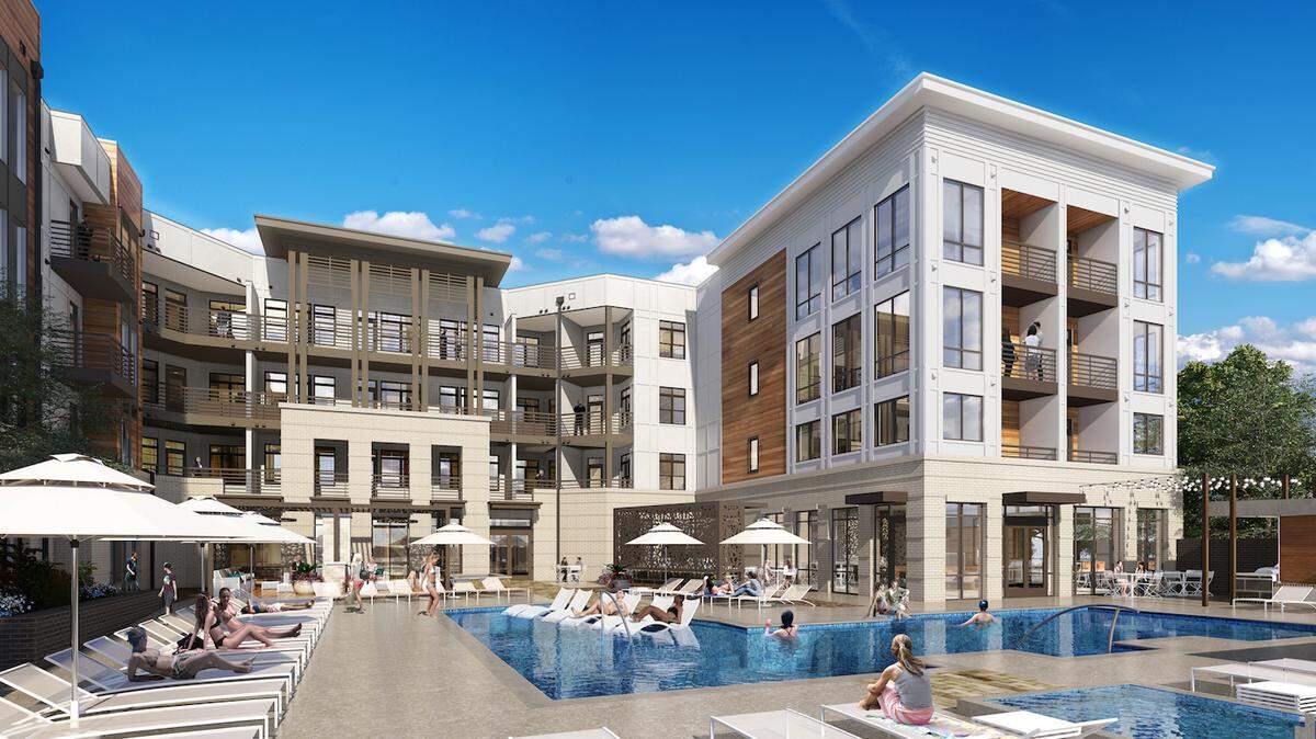 The Edge@Sedgefield luxury apartment complex will have various amenities including five courtyards, a pool, a dog wash  and a rooftop terrace and sky lounge, according to a news release.