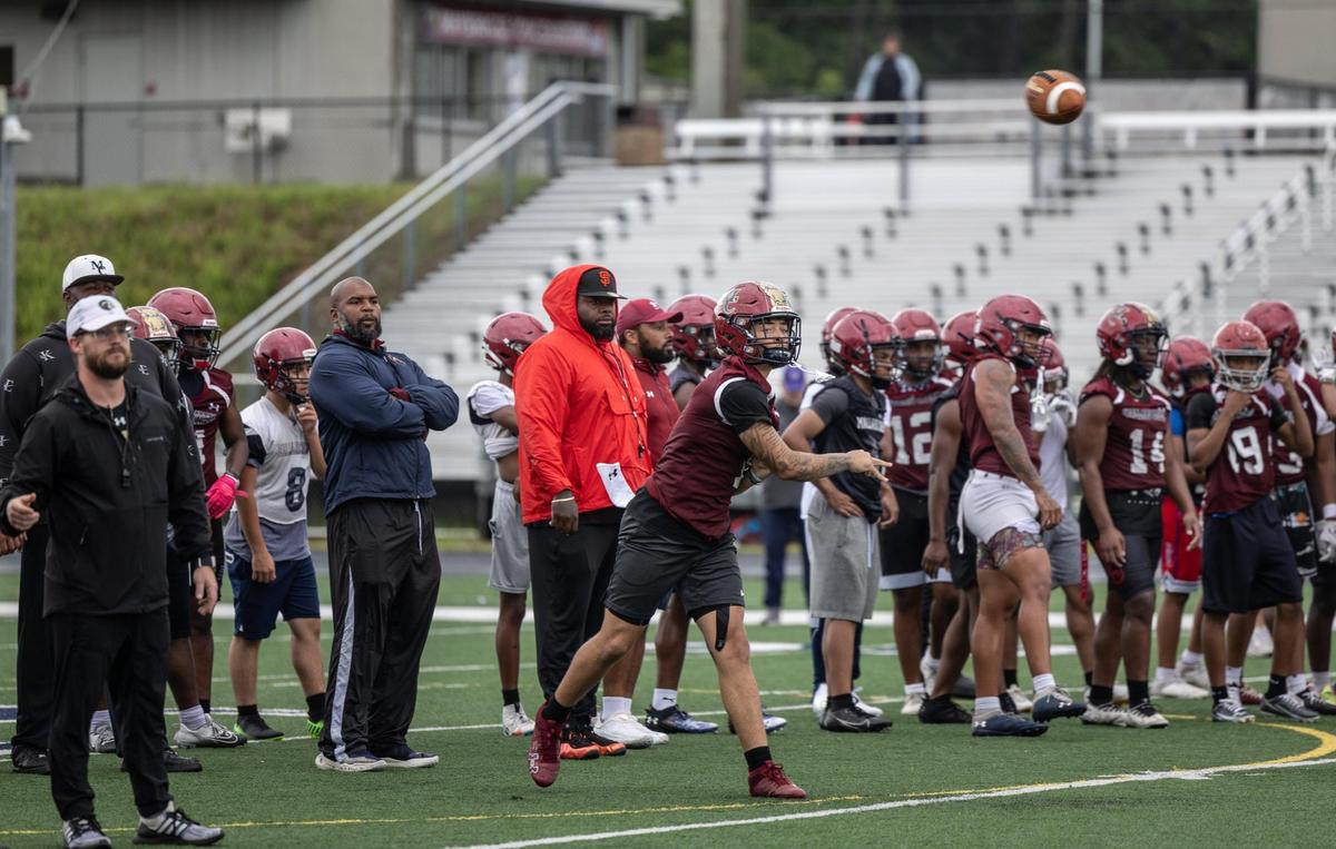 Mallard Creek practices during CMS Prospect Day at Mallard Creek High School in Charlotte, N.C., on Monday, May 12, 2025.