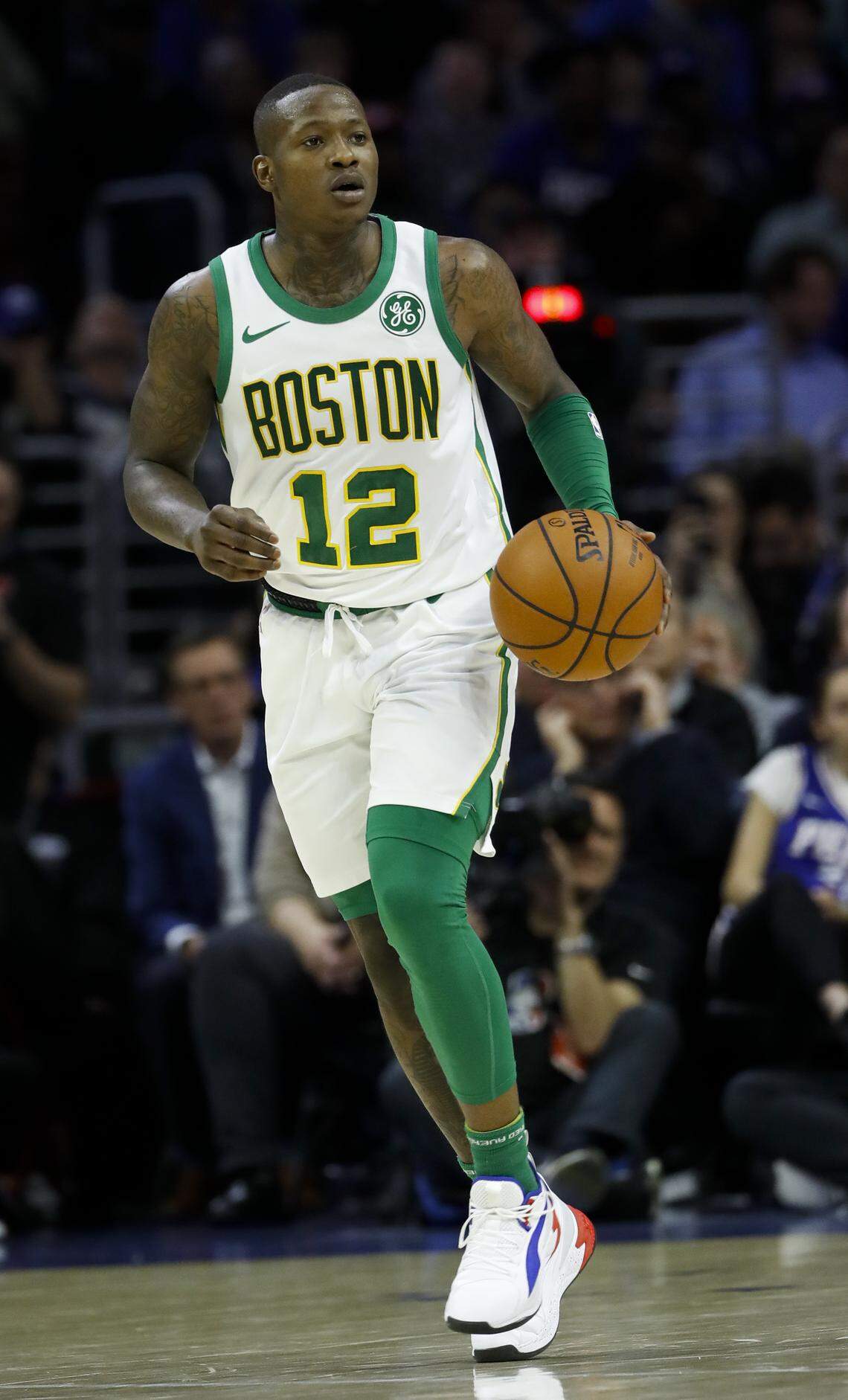 Boston Celtics’ Terry Rozier in action during an NBA basketball game against the Philadelphia 76ers, Wednesday, March 20, 2019, in Philadelphia. (AP Photo/Matt Slocum)