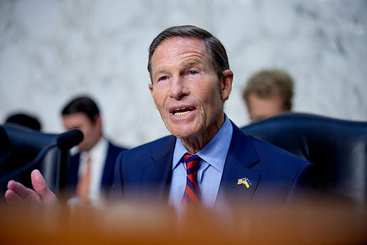 Ranking Member Sen. Richard Blumenthal (D-CT) speaks during a Senate Homeland Security and Government Affairs Subcommittee hearing on Capitol Hill on September 9, 2025 in Washington, DC. 