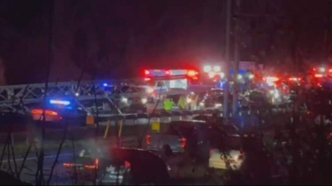 Two people were hospitalized with serious injuries in a wreck that closed Interstate 77 South for seven hours late Friday and early Saturday, Nov. 28-29, 2025, authorities said. Two people were hospitalized with serious injuries in a wreck that closed Interstate 77 South for seven hours late Friday and early Saturday, Nov. 28-29, 2025, authorities said.