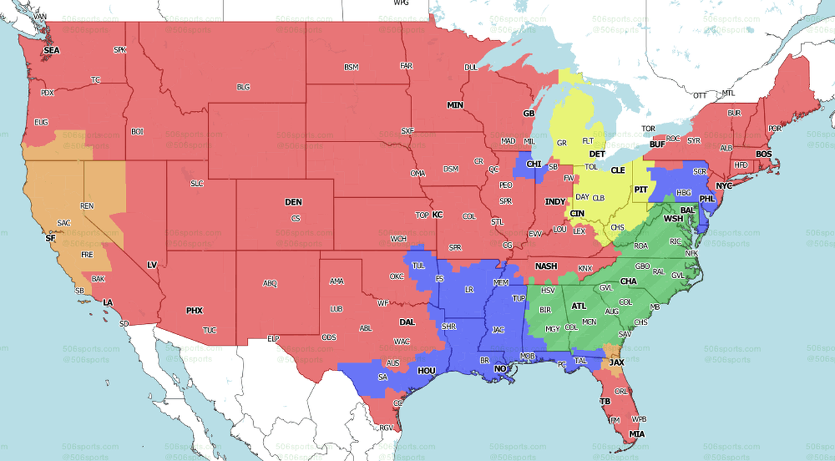 FOX NFL broadcast map for its early game telecast on Nov. 21, 2021.