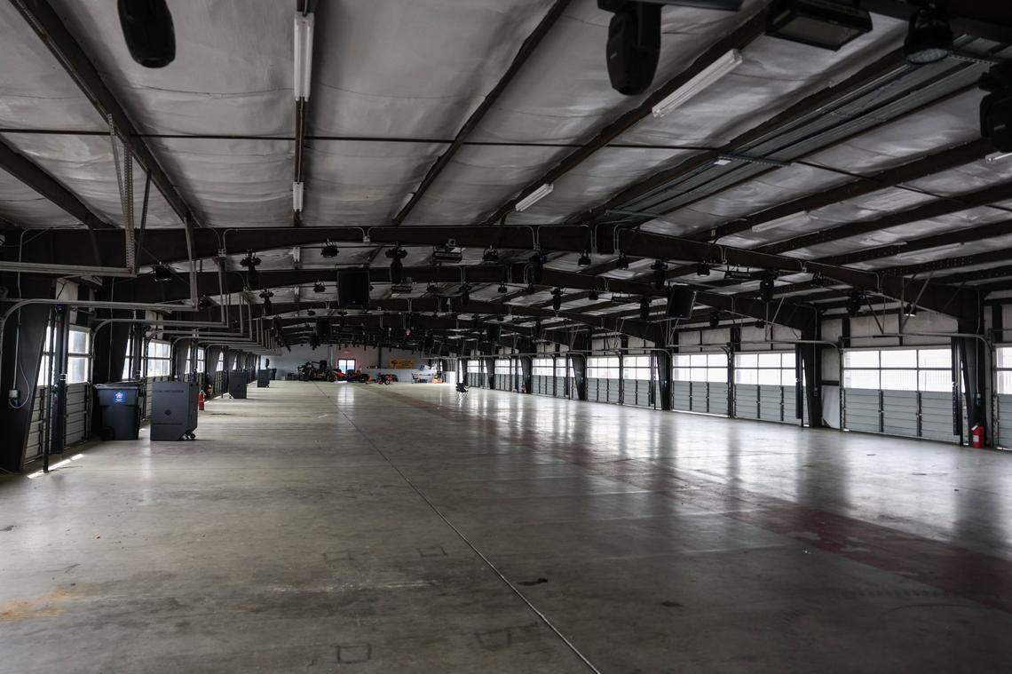 With no noise ordinace for miles, the Rockingham Speedway’s garage is fully equipped with a lighting system to host large-scale events and concerts, among other things.