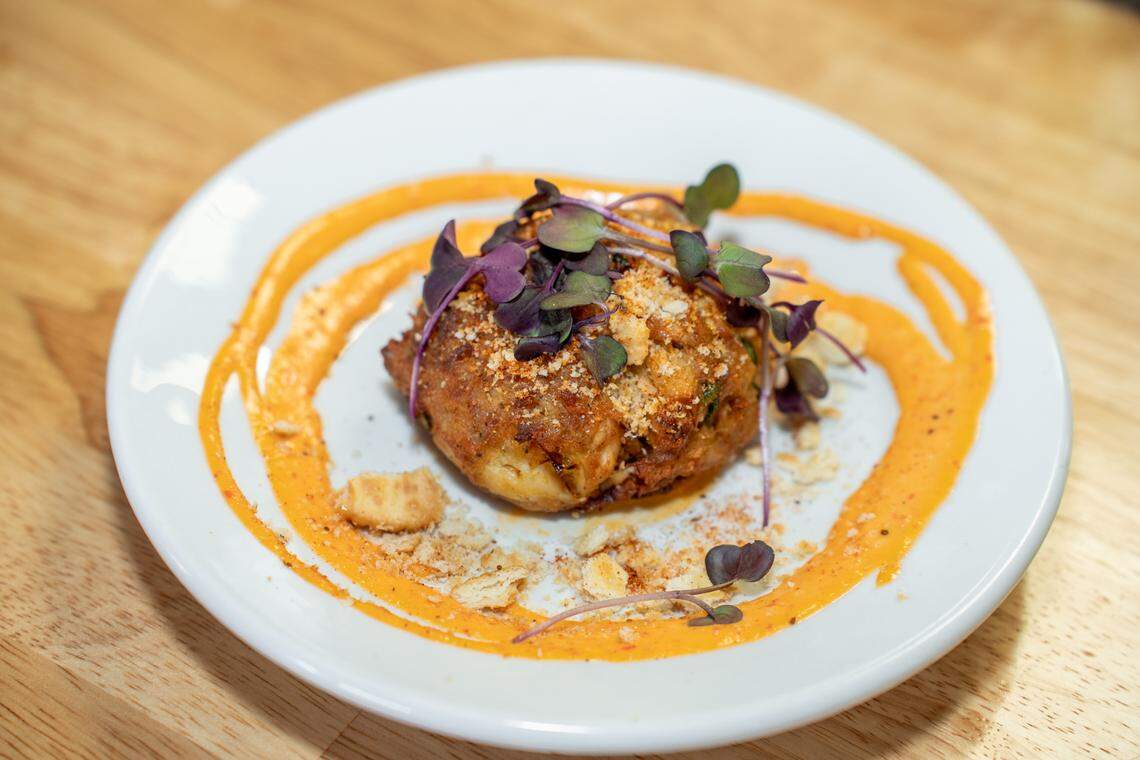 Jumbo lump crab cake at Marlee Jean’s Raw Bar + Kitchen.