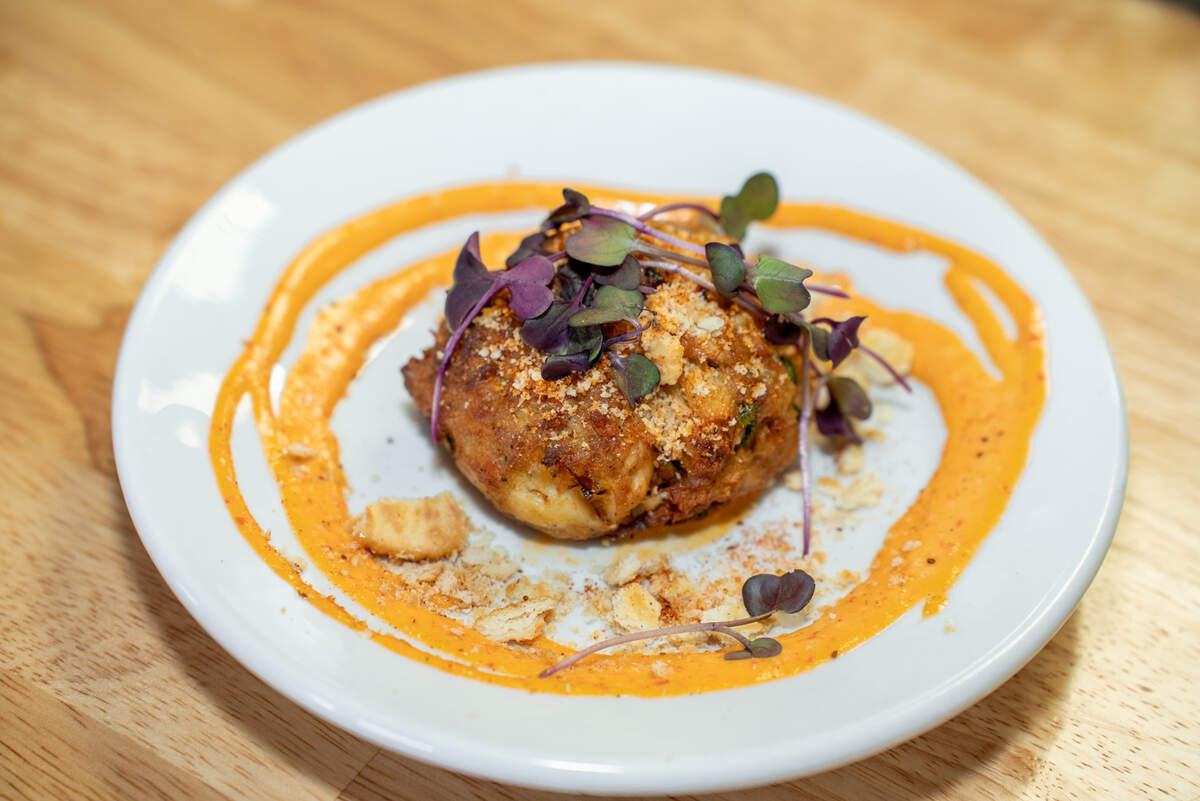 Jumbo lump crab cake at Marlee Jean’s Raw Bar + Kitchen.