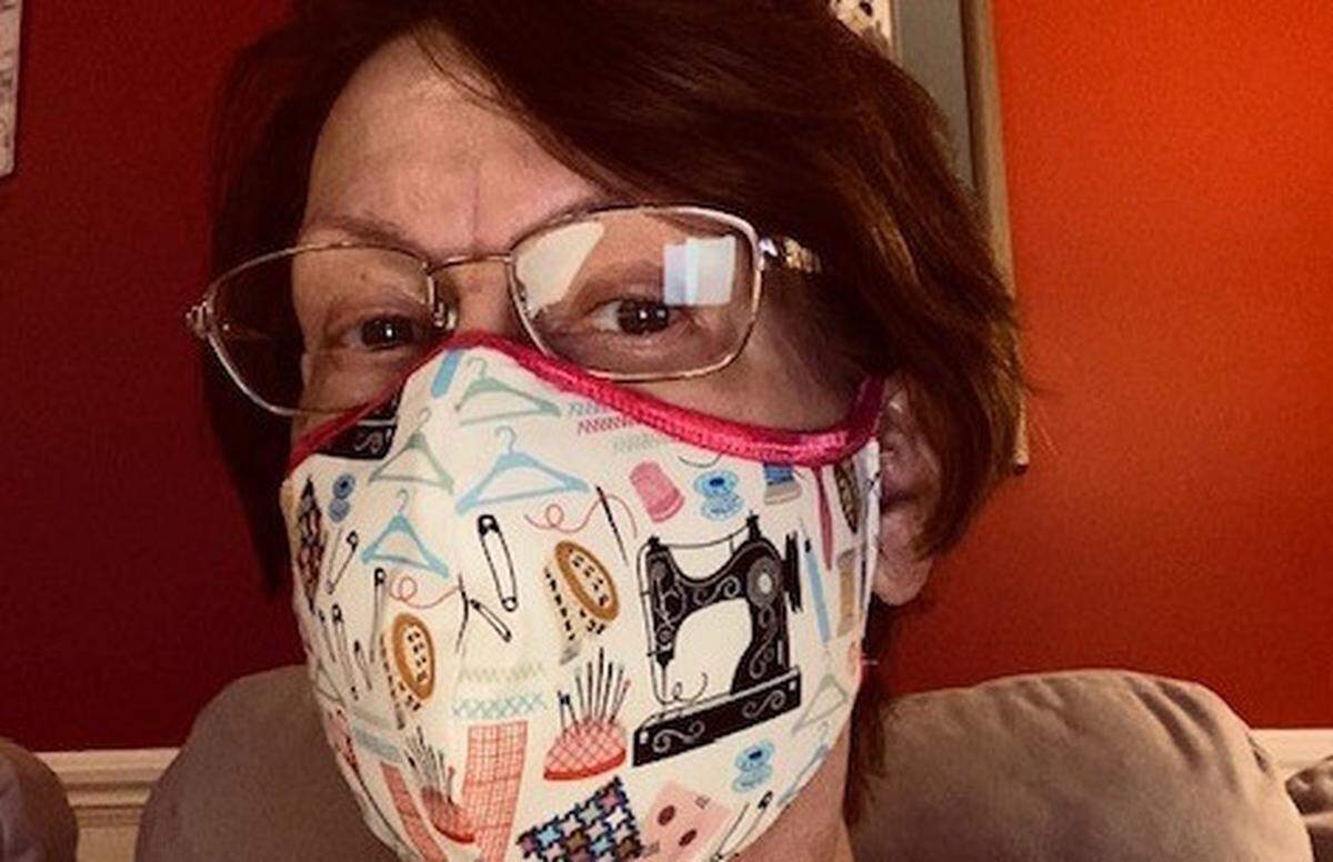 Kristine Fisher made her own mask, as well as masks for her family.