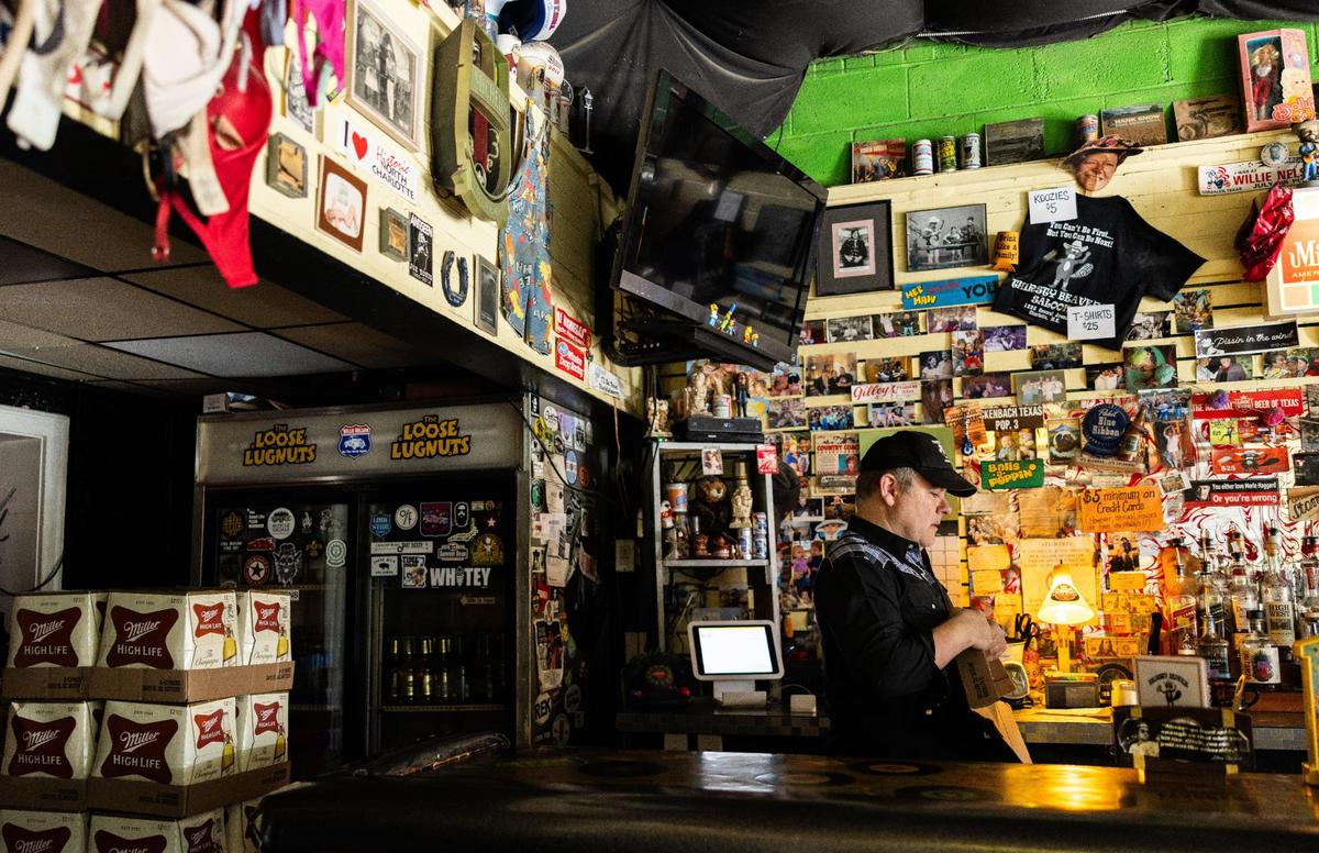 Brian Wilson, photographed at the Thirsty Beaver Saloon, which gained widespread fame in 2021 when Rolling Stones frontman Mick Jagger was spotted patronizing the bar.