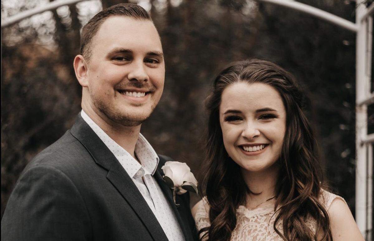 Riley Byrnes-Peterson and Hayden Peterson on their wedding day.