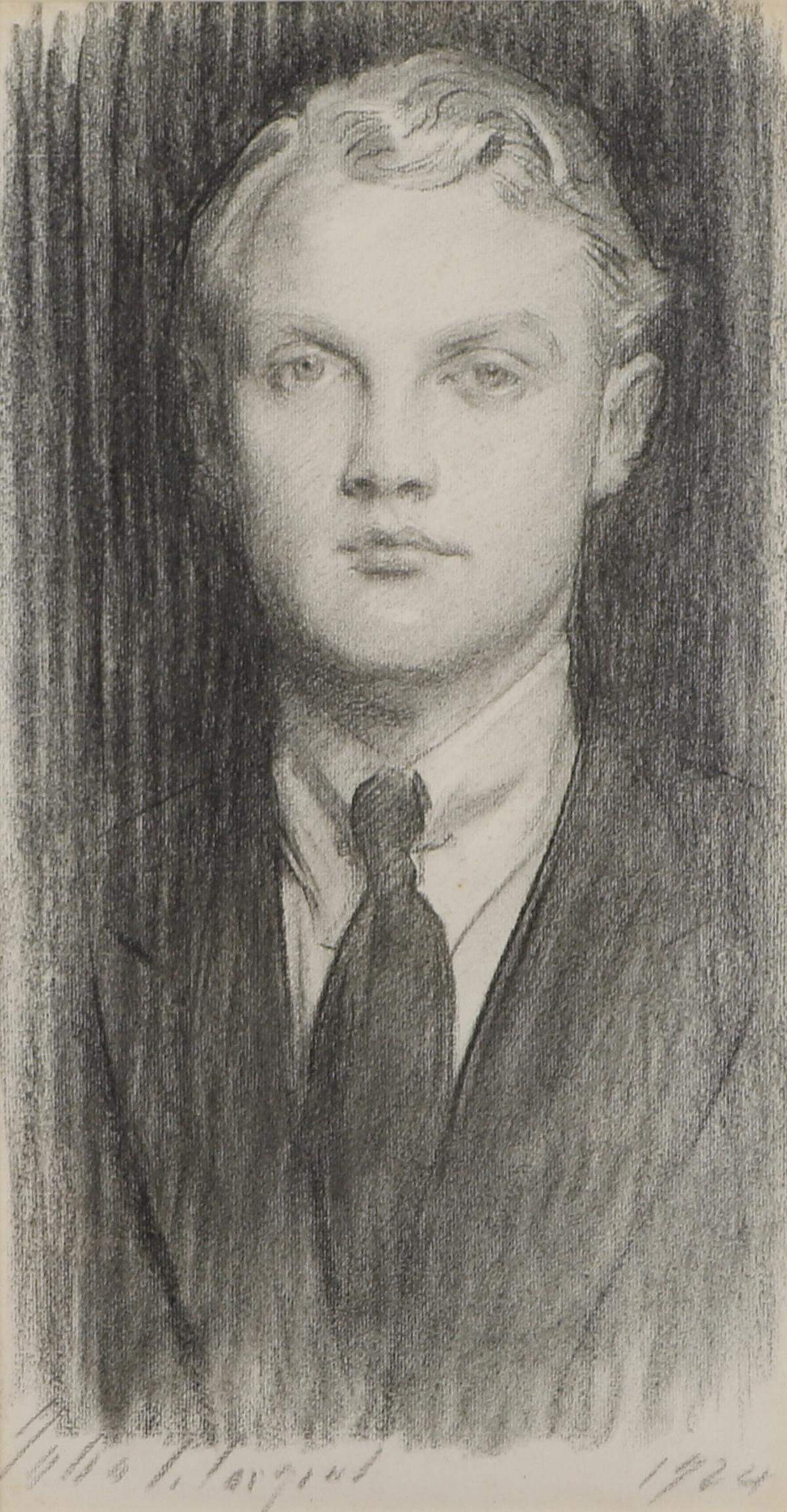 John Singer Sargent, “Sir William Headworth Williamson, 10th Baronet,” charcoal on paper.