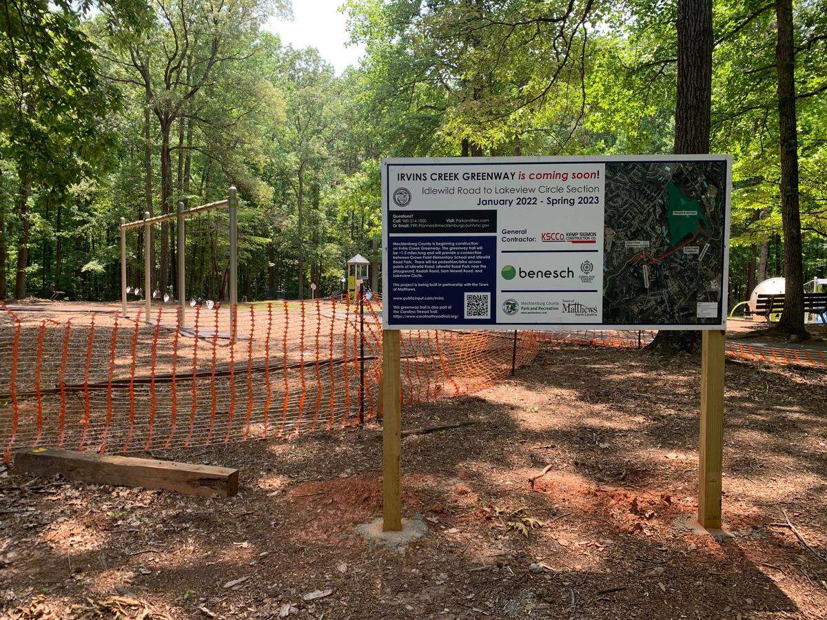 Irvins Creek Greenway project will add a section of greenway trail built along Irvins Creek in Matthews.